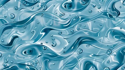 Flowing Liquid Ribbons and Bubbles Seamless Pattern for Packaging and Fabric Design
