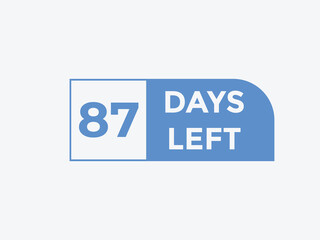 87 days to go countdown template. 87 day Countdown left days banner design. 87  Days left countdown timer
