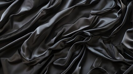 a black silk silk fabric with a black and white pattern.