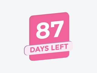 87 days to go countdown template. 87 day Countdown left days banner design. 87  Days left countdown timer
