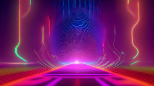 Vibrant Purple Wave: A mesmerizing abstract motion loop with bright blue hues and glowing lines, creating a futuristic energy backdrop