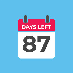 87 days to go countdown template. 87 day Countdown left days banner design. 87  Days left countdown timer
