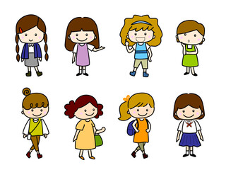 かわいい女の子のイラストセット