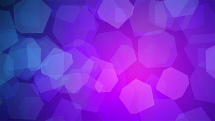 abstract geometric glowing background with harmonious blend of vibrant blue and purple hues. The geometric hexagonal shapes radiate light from within, creating a sense of depth and mystery