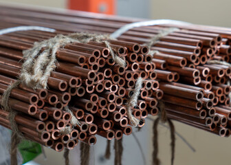 Many copper pipes, warehouse copper plates 