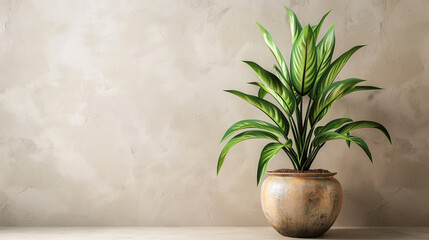 potted plant isolated against a neutral backdrop, showcasing its lush green leaves and vibrant colors, bringing a touch of nature and freshness 