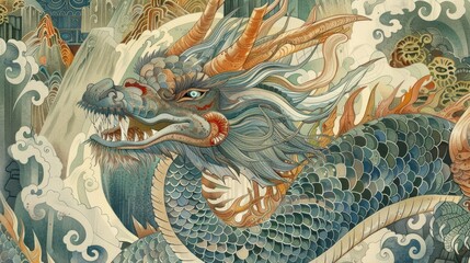 Mystical Dragon-Human Hybrid in Vibrant Underwater Scene