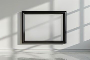 Fototapeta premium Minimalist Interior with Empty Picture Frame and Sunlit Window