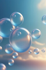 Iridescent holographic floating liquid blobs, soap bubbles or metaballs.
