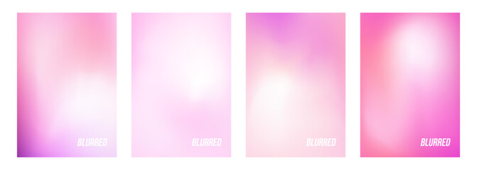 Fototapeta premium Set of light purple colored blurred abstract backgrounds. Soft color gradients for creative graphic design. Vector illustration.