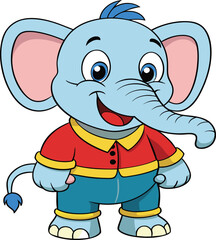 Obraz premium Enthusiastic Little Cartoon Smiling Elephant