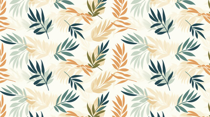 A seamless vector pattern with hand drawn abstract leaves and branches in a trendy mid-century modern style.
