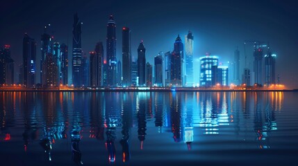 city and crypto investment market , night time