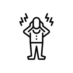 Black line icon for panic attack