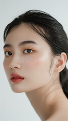 Naklejka premium Beauty skin care woman natural makeup female model
