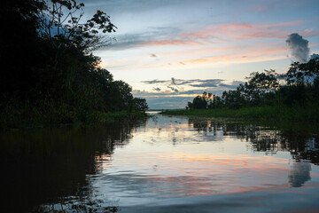 Twilight over the Amazon River - Peru Stock Photo 