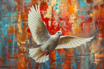 Pigeons in the stained glass window of Notre Dame Cathedral in Paris, France