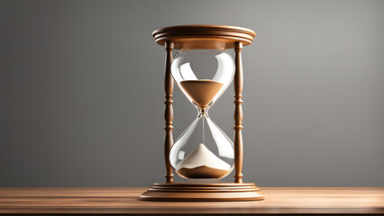 A wooden clock with a glass face and sand inside