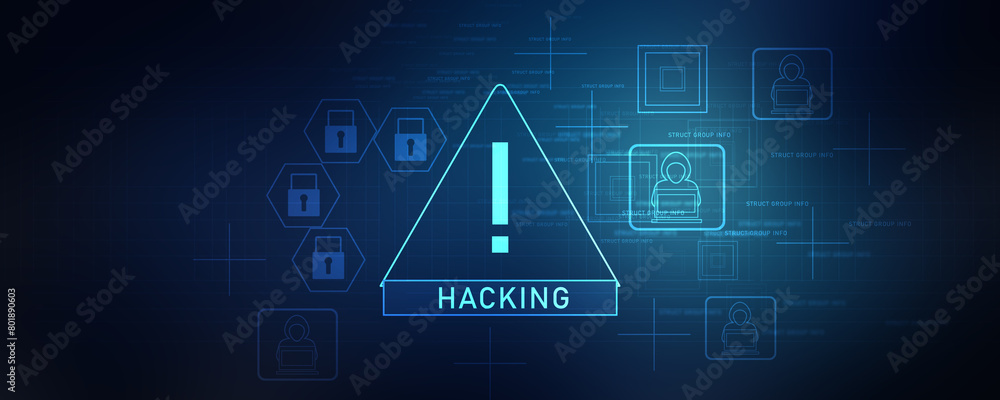 Poster 2d illustration hacked data online code background