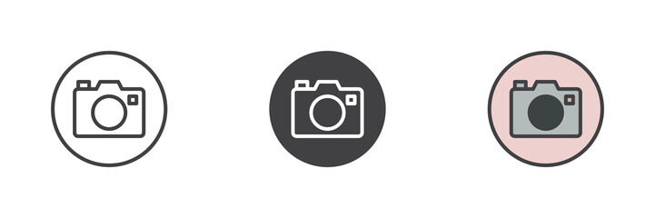 Photo camera different style icon set