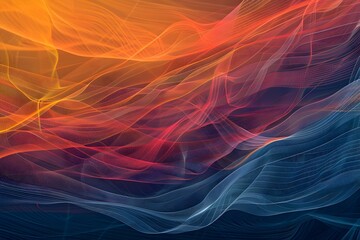 Obraz premium Captivating Digital Visualization of Fiery Sunset Winds and Ethereal Energy