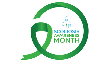 Scoliosis Awareness Month every year in June. Template for background, banner, card, poster with text inscription.