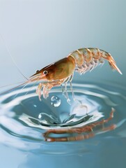 Captivating Seed Shrimp Floating in a Crystal-Clear Water Droplet