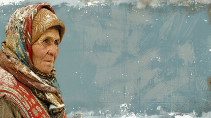 old woman with Longing: Aching heart, wistful sighs, yearning for distant horizons. - obrazy, fototapety, plakaty
