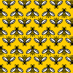 Pattern. Bee. Bee stylization. Repeating bee pattern.
