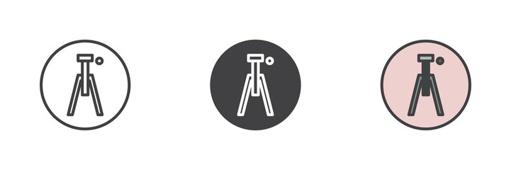Camera tripod different style icon set