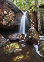 hidden waterfall and rocks in brisbane water national park nsw australia