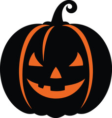 Scary Halloween pumpkin face vector illustration.