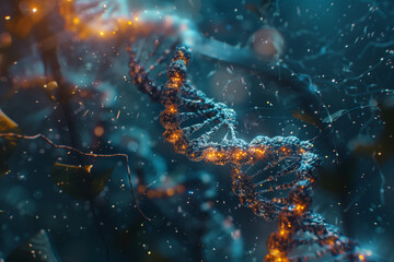 DNA gene helix spiral molecule structure.