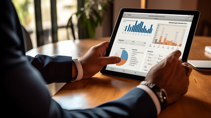 A person managing email marketing campaigns on a tabl