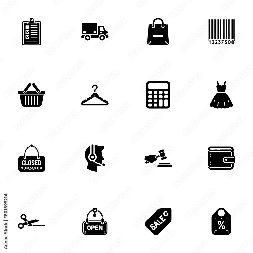 Poster shopping icon - expand to any size - change to any colour. perfect flat vector contains such icons a