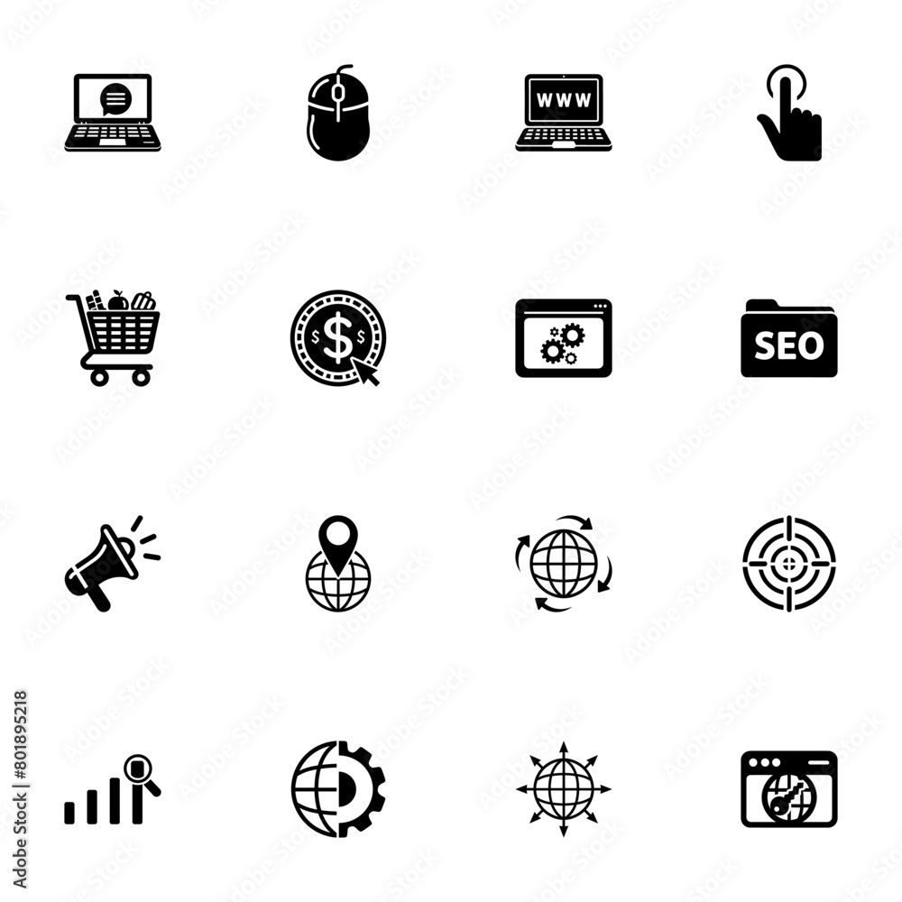 Poster seo icon - expand to any size - change to any colour. perfect flat vector contains such icons as man