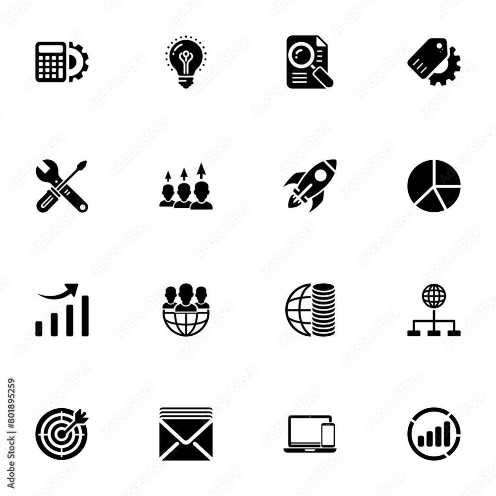 Poster seo icon - expand to any size - change to any colour. perfect flat vector contains such icons as dev