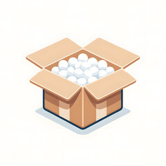Unveiled Potential: Box of Possibilities, a cardboard box filled with plain white spheres, symbolizing potential and the unknown