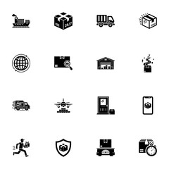 Shipping Delivery icon - Expand to any size - Change to any colour. Perfect Flat Vector Contains such Icons as package, return, ship, speed, transportation, truck, box, globe, search, retail, mailman.