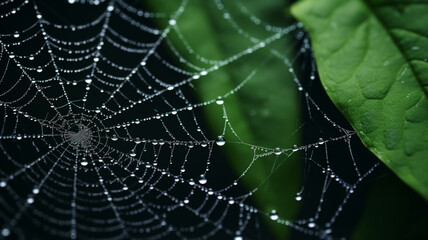 spider web with dew drops