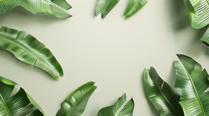 Lush Green Tropical Leaves Forming Natural Frame for Health and Wellness Poster Design