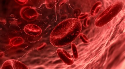 Red blood cells flowing through vein, Blood clots concept