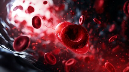 Red blood cells flowing
