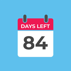 84 days to go countdown template. 84 day Countdown left days banner design. 84  Days left countdown timer