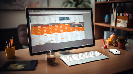Naklejka premium A strategic content calendar on a computer screen,