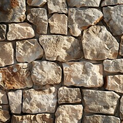 Natural Stone Wall Texture in Warm Sunlight for Backgrounds and Overlays