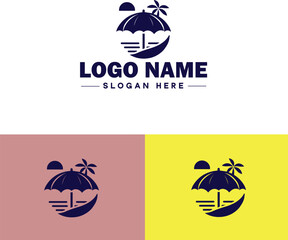 beach umbrella icon summer vacation Sunbed travel tourism logo icon editable vector silhouette logo