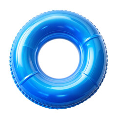 Blue inflatable ring or swimming ring isolated on transparent background.