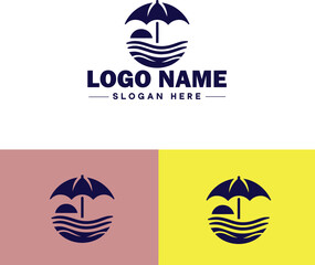 beach umbrella icon summer vacation Sunbed travel tourism logo icon editable vector silhouette logo