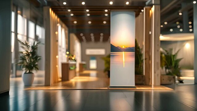 Elegant roll up banner design for business expos, highlighting product features and company information